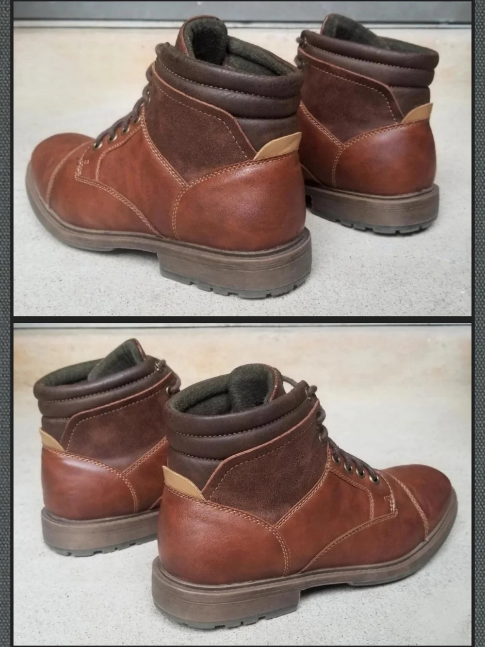 w/ Box Men's 8 Service Boots Chestnut Brown Cap Toe Chukka Wool Faux Leather